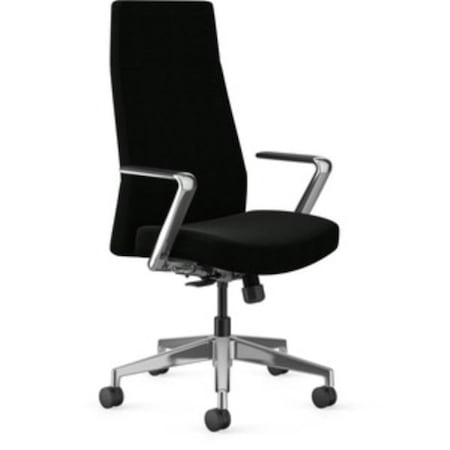 Seatsolutions Fixed Polished Arms High Back Executive Chair, Black SE3739171